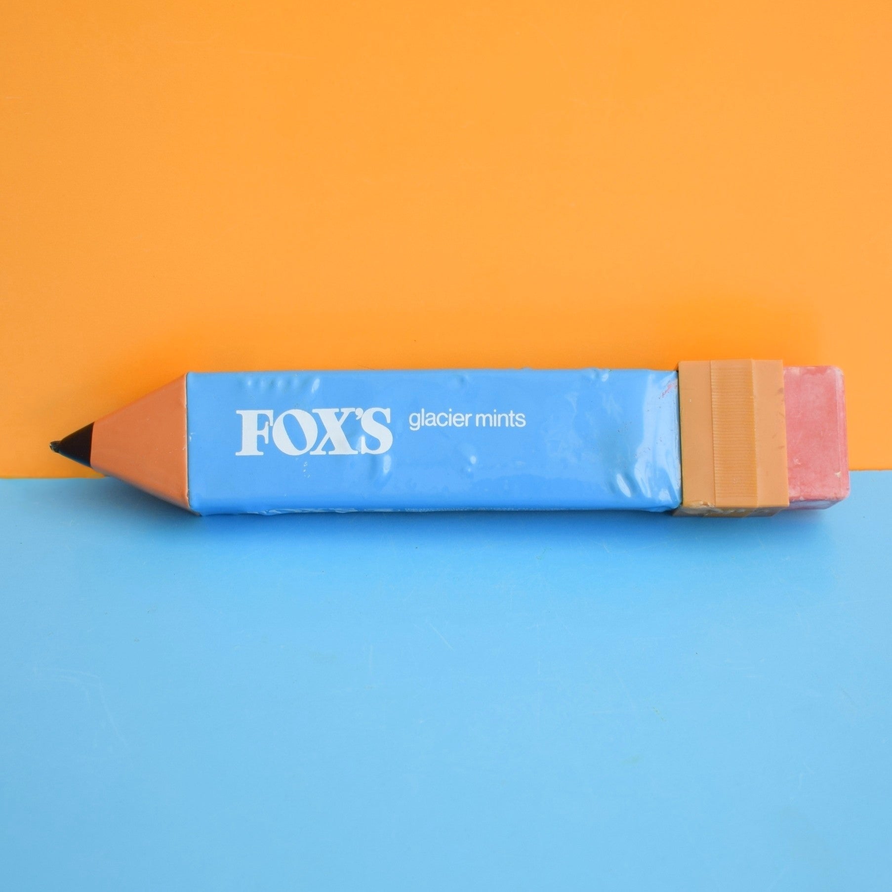 Vintage 1970s Vinyl Pencil Shaped Pencil Case - Foxes Mint Advertising by Pineapple Retro