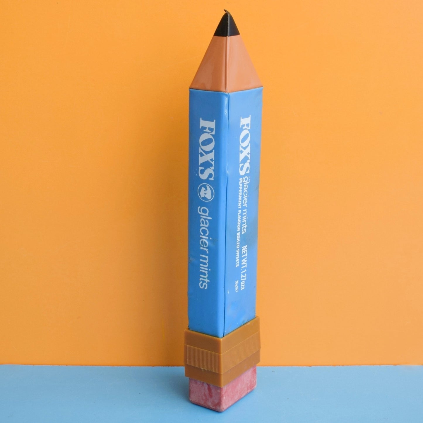 Vintage 1970s Vinyl Pencil Shaped Pencil Case - Foxes Mint Advertising by Pineapple Retro