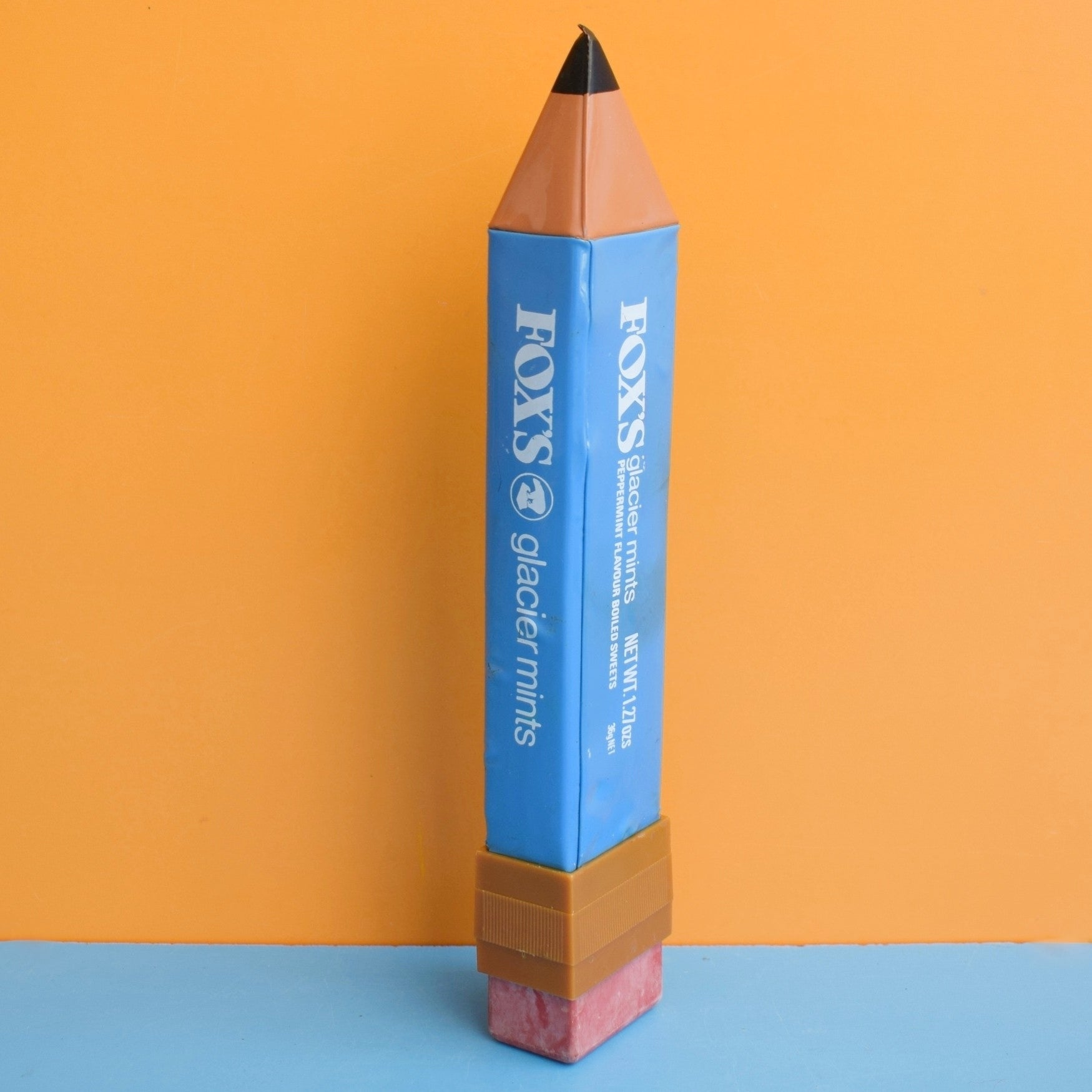 Vintage 1970s Vinyl Pencil Shaped Pencil Case - Foxes Mint Advertising by Pineapple Retro