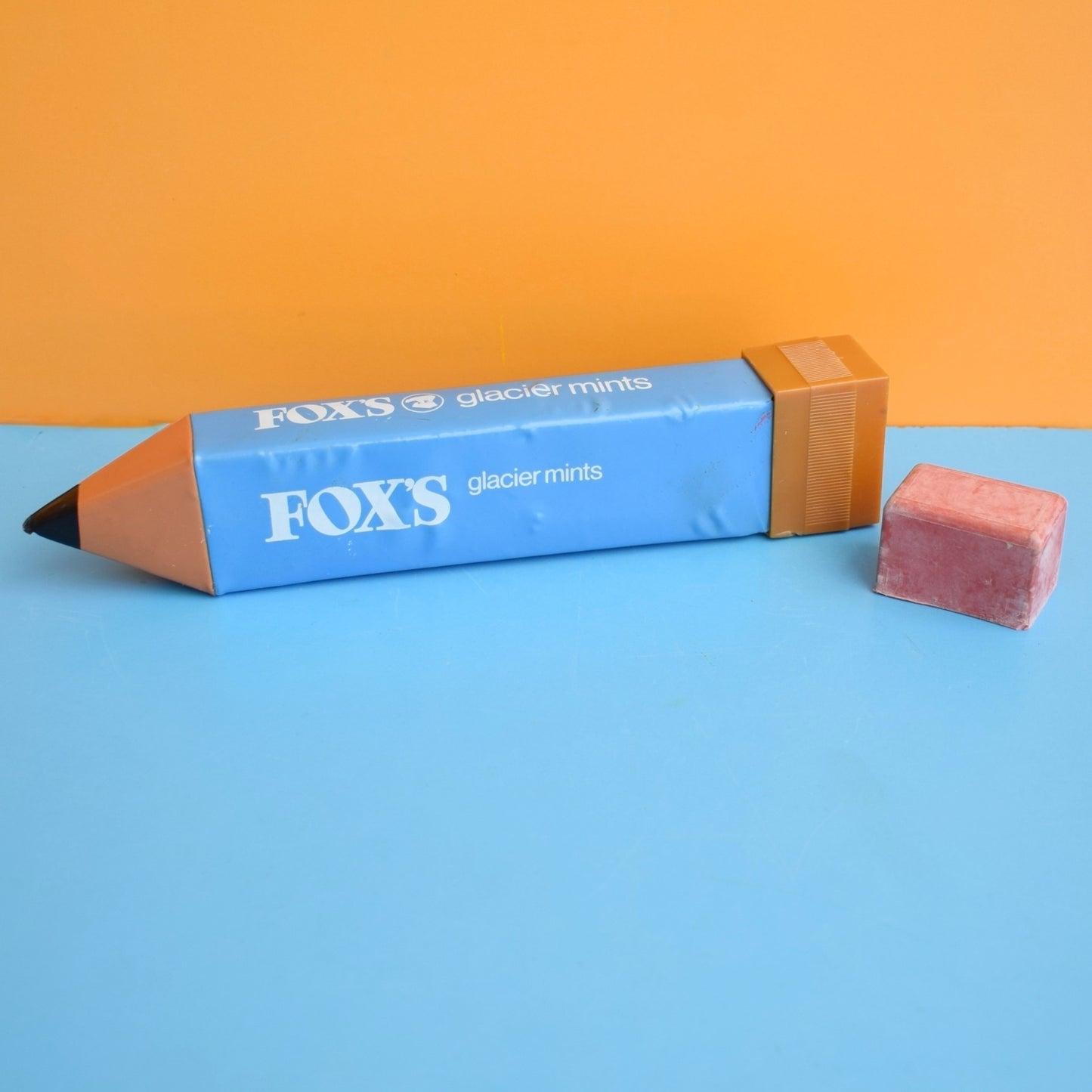 Vintage 1970s Vinyl Pencil Shaped Pencil Case - Foxes Mint Advertising by Pineapple Retro