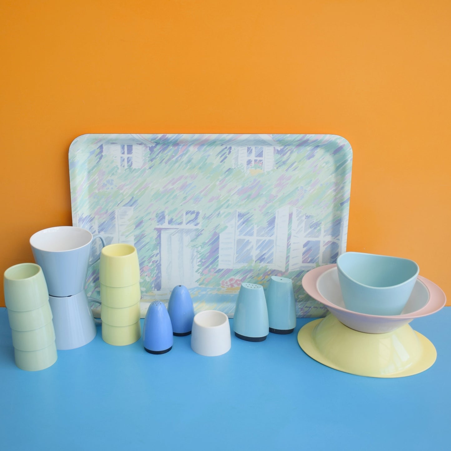 Vintage 1960s Melamine Plastic - Pastel Shades by Vintage