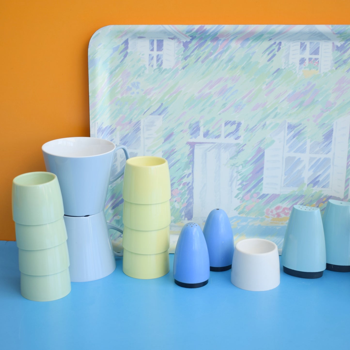 Vintage 1960s Melamine Plastic - Pastel Shades by Vintage