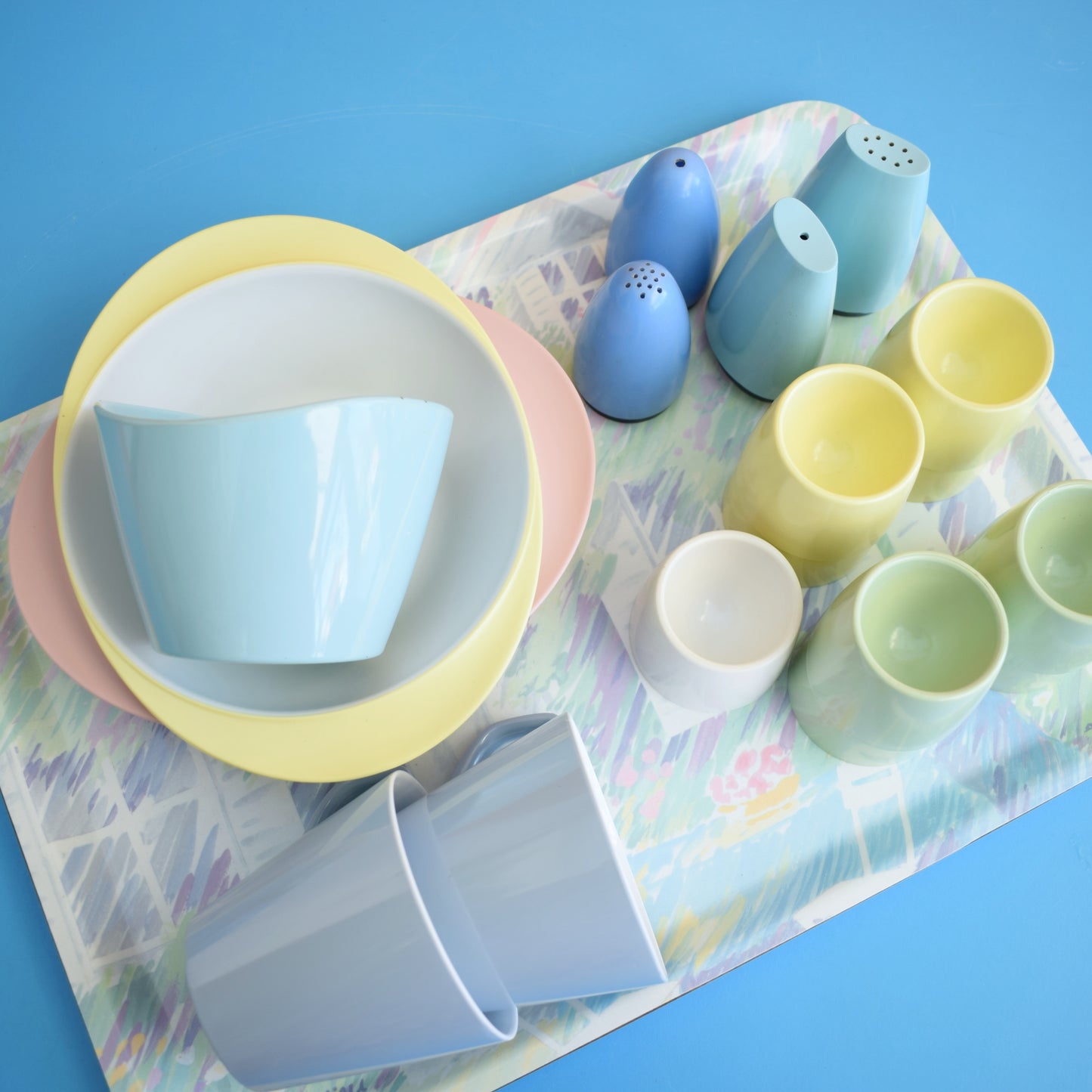 Vintage 1960s Melamine Plastic - Pastel Shades by Vintage