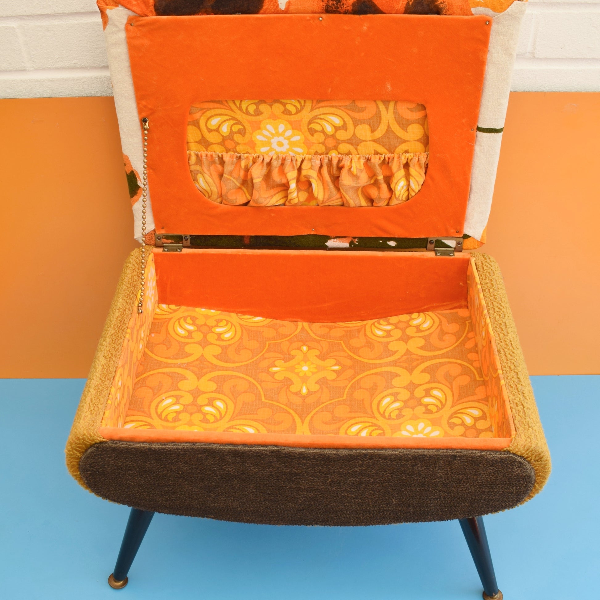 Vintage 1960s Unique Sewing / Hobby Box - Sherborne - Heals Pansy Fabric by Vintage
