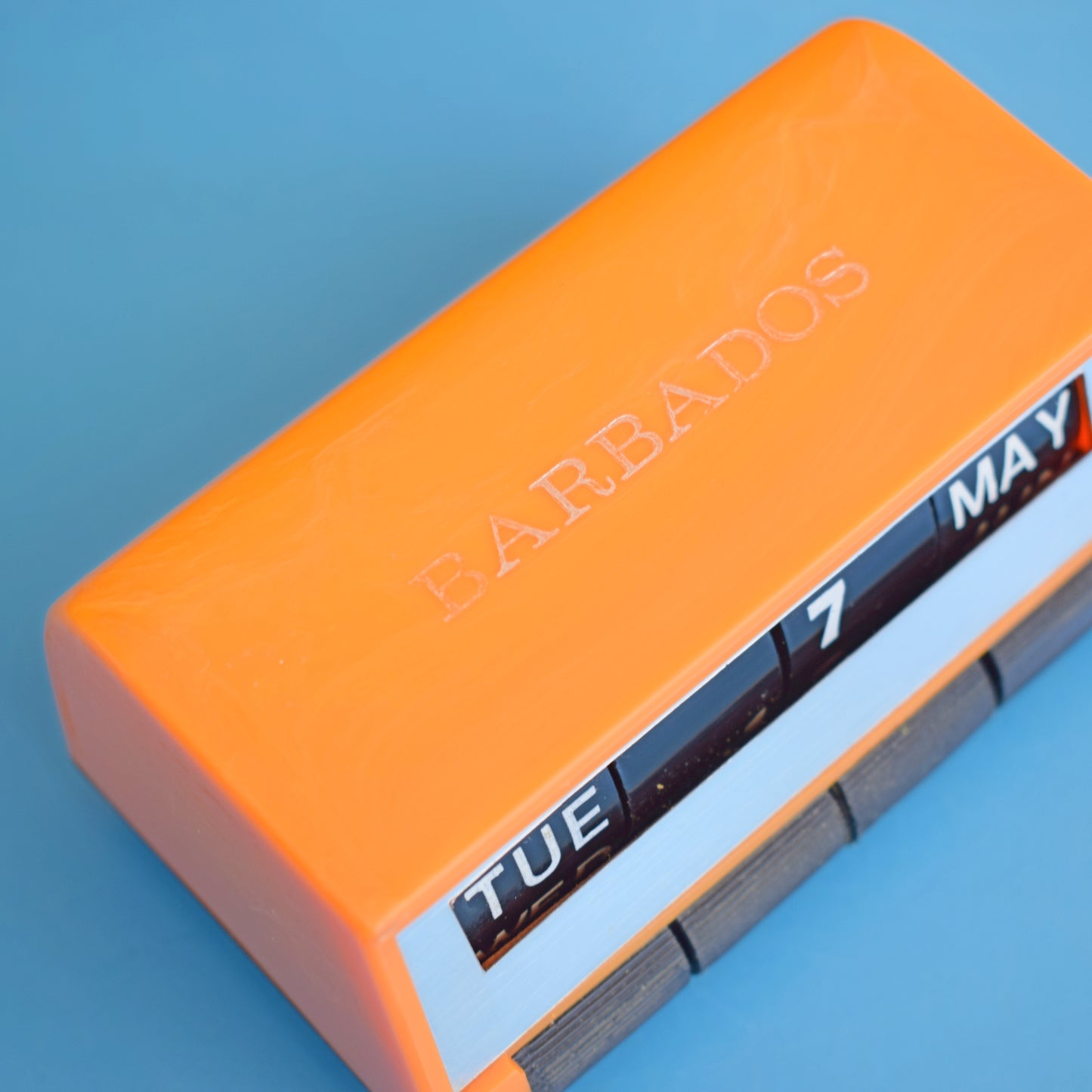 Vintage 1970s Plastic Perpetual Calendar - Orange