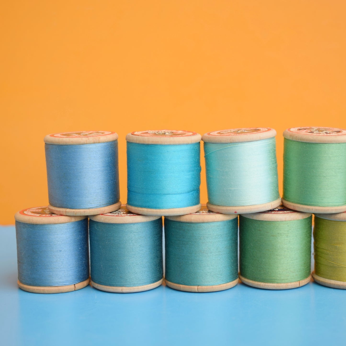 Vintage 1960s Wooden / Plastic Cotton Thread Reels - Great Display & Use