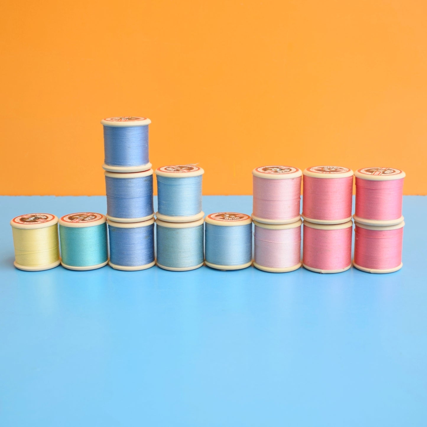 Vintage 1960s Wooden / Plastic Cotton Thread Reels - Great Display & Use