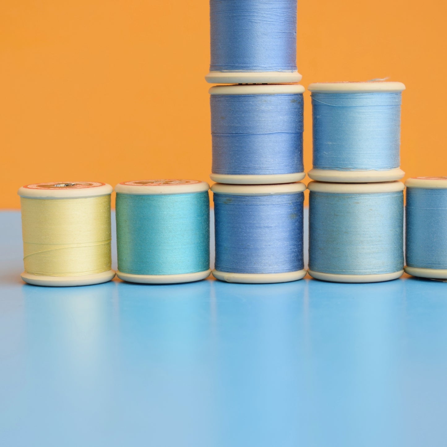 Vintage 1960s Wooden / Plastic Cotton Thread Reels - Great Display & Use