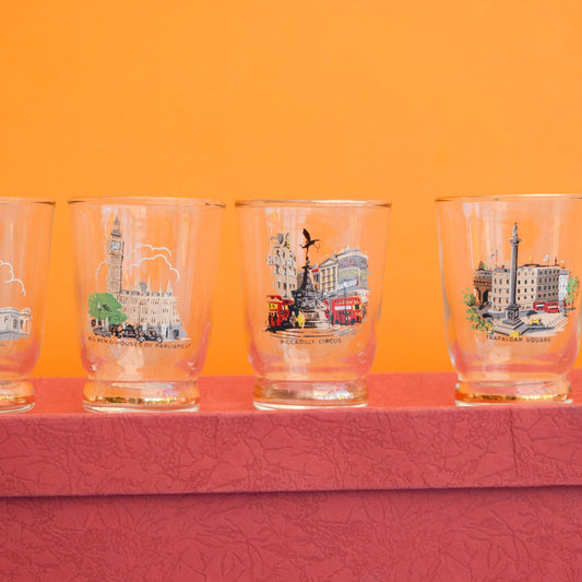 Vintage 1960s Tot Glass Set- London Designs - Boxed