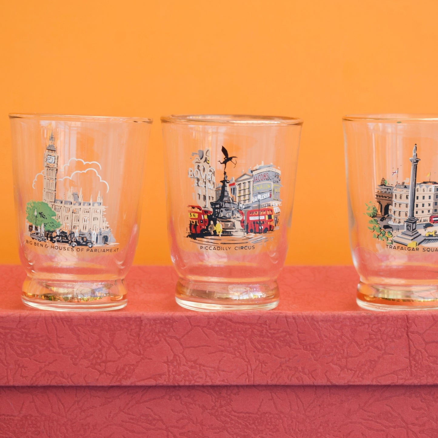 Vintage 1960s Tot Glass Set- London Designs - Boxed by Pineapple Retro