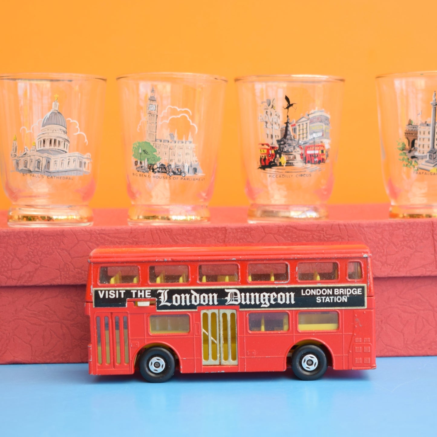 Vintage 1960s Tot Glass Set- London Designs - Boxed by Pineapple Retro