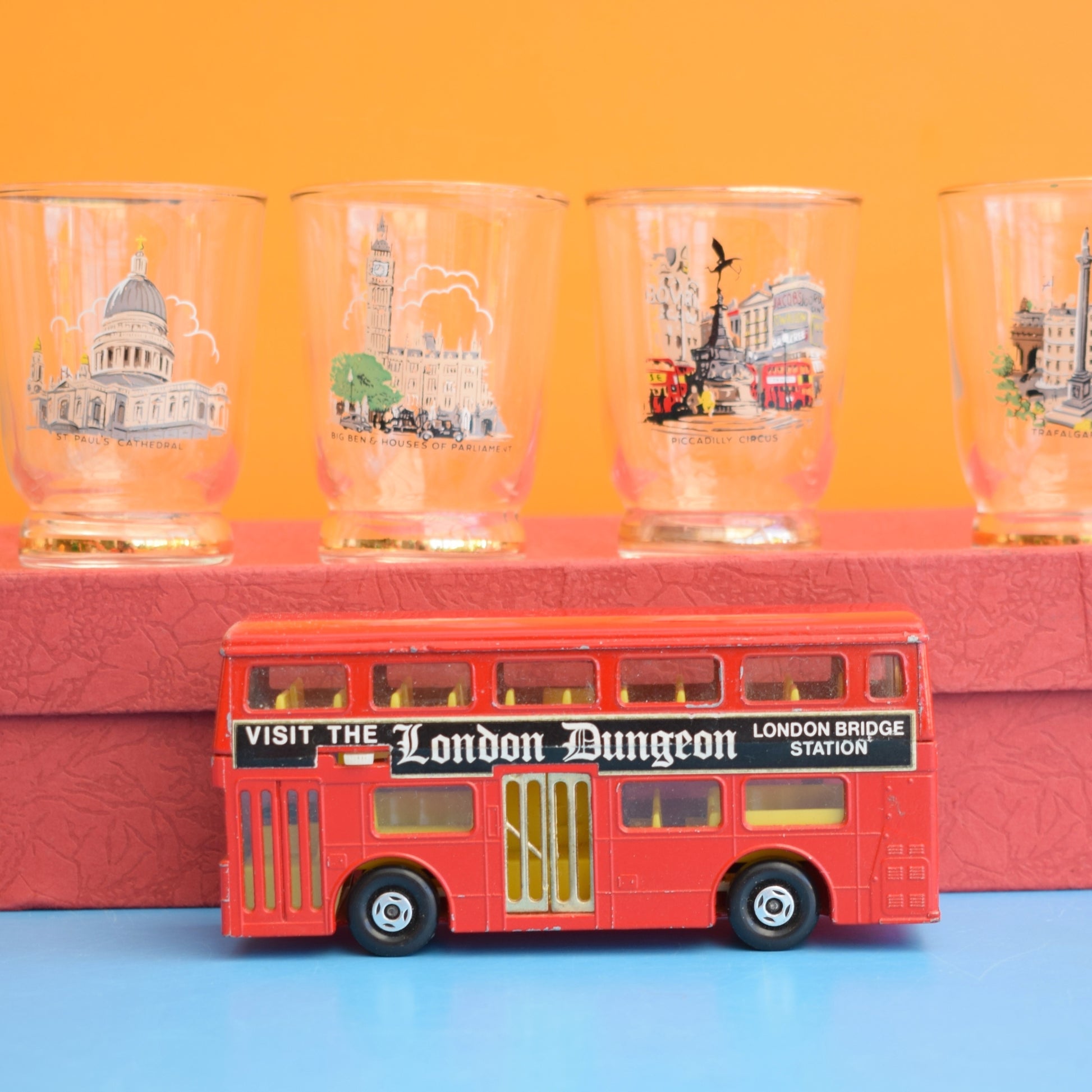 Vintage 1960s Tot Glass Set- London Designs - Boxed by Pineapple Retro