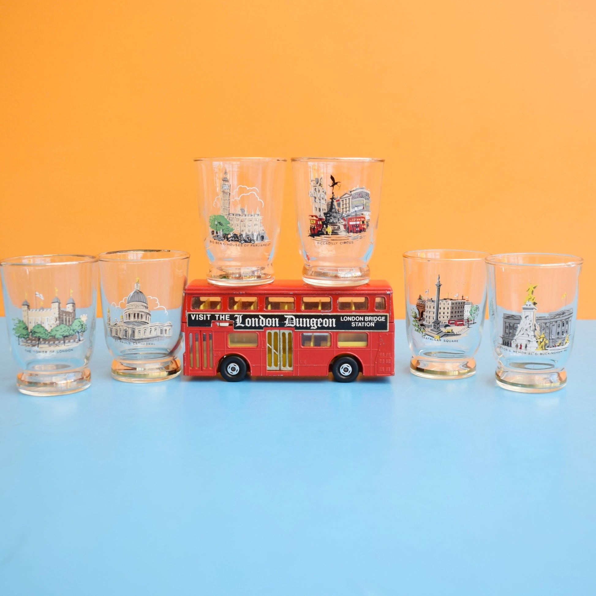 Vintage 1960s Tot Glass Set- London Designs - Boxed by Pineapple Retro