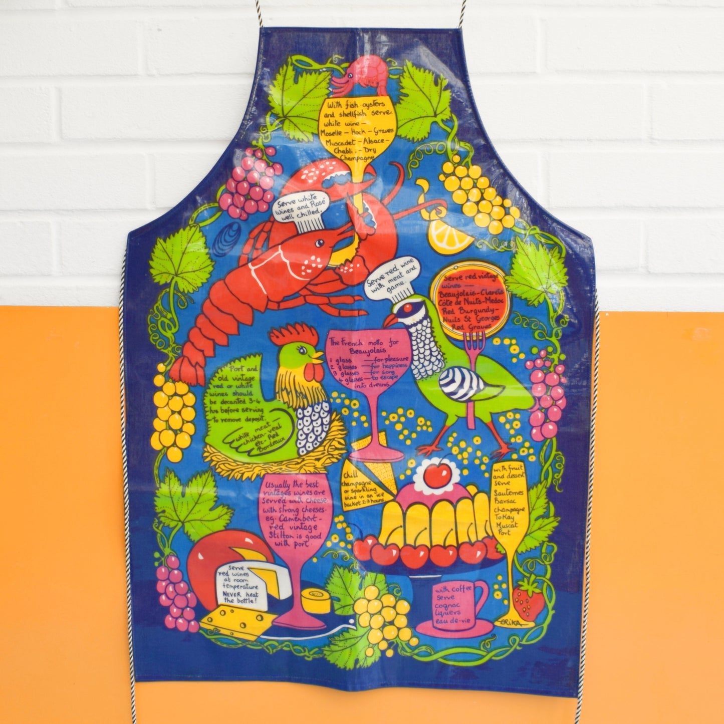 Vintage 1970s PVC Apron - Food & Drink Design - Erika Parry by Pineapple Retro