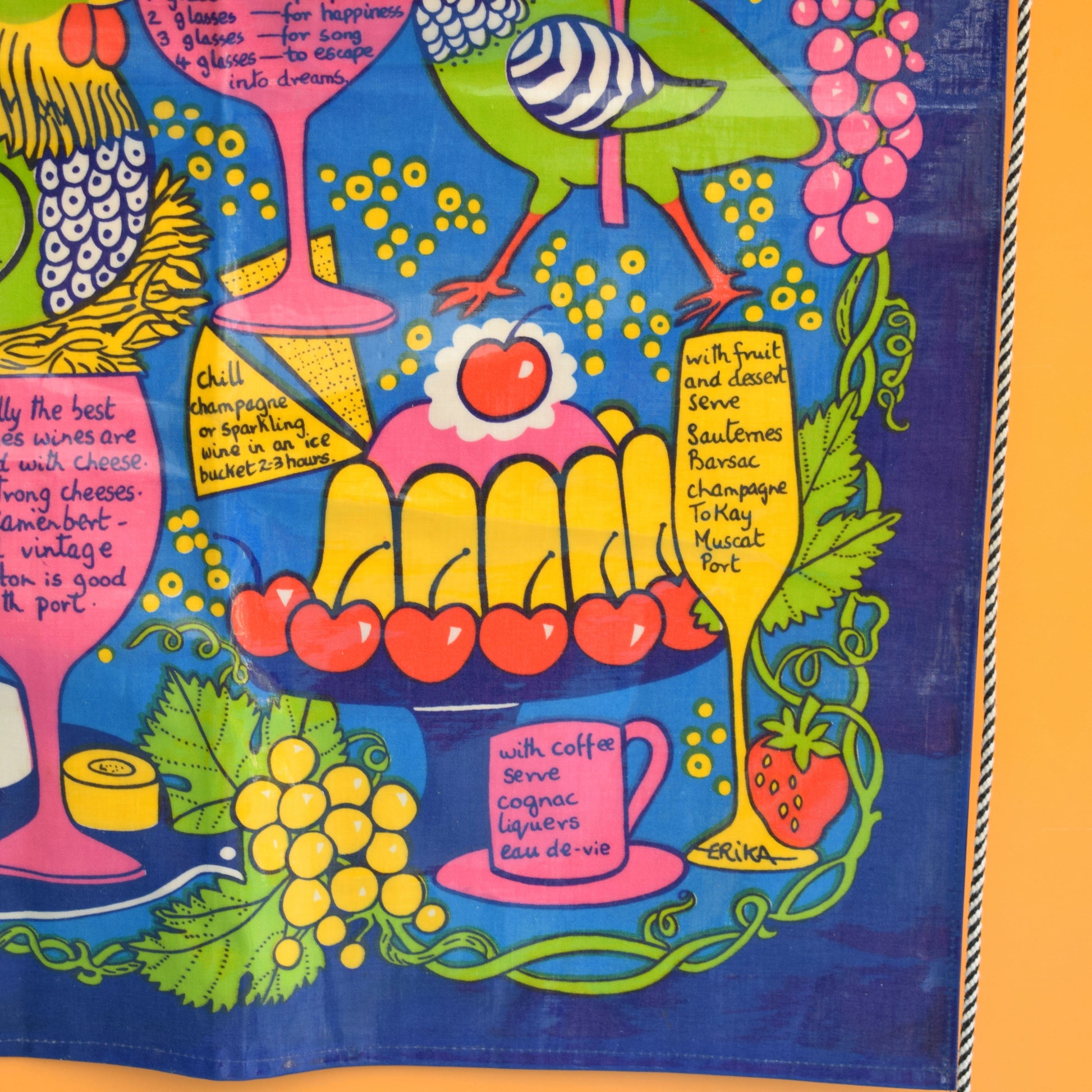 Vintage 1970s PVC Apron - Food & Drink Design - Erika Parry by Pineapple Retro