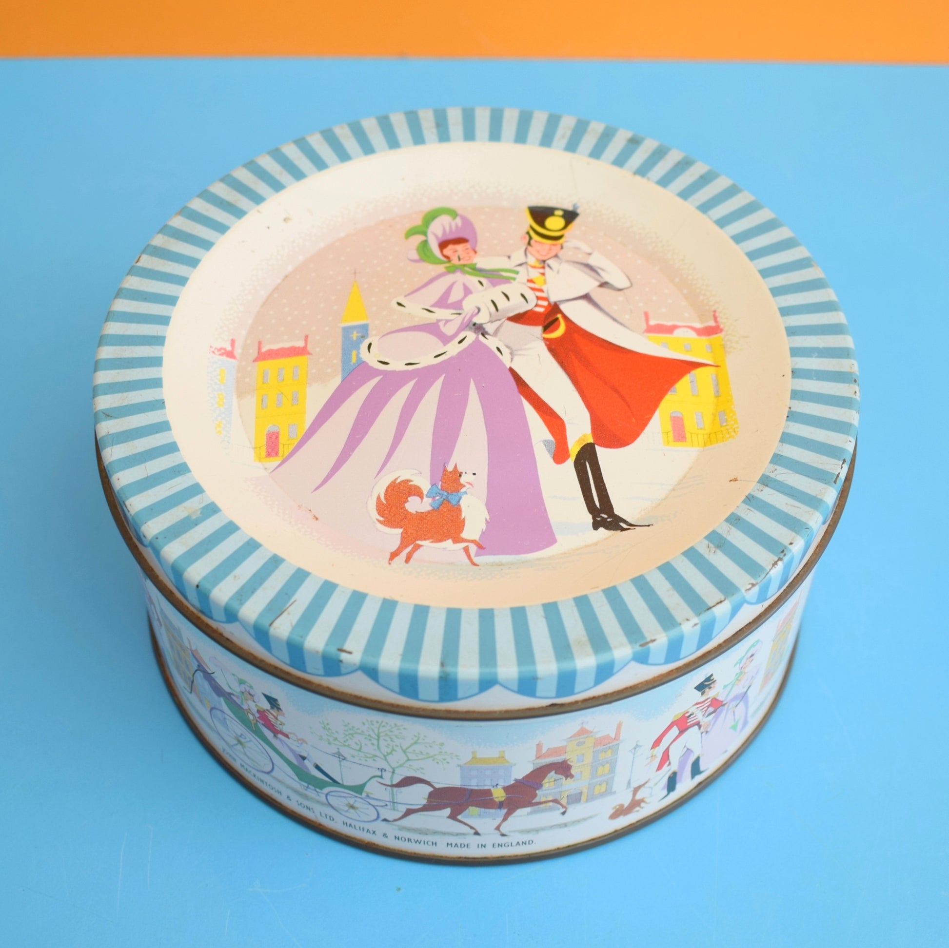 Vintage 1960s Quality Street Chocolate Tin - Small - Blue Snowy by Pineapple Retro