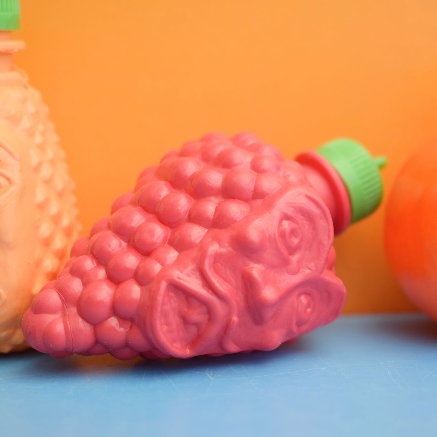 Vintage 1980s Plastic Sherbert / Candy Fruit Heads - Angry/ Scary