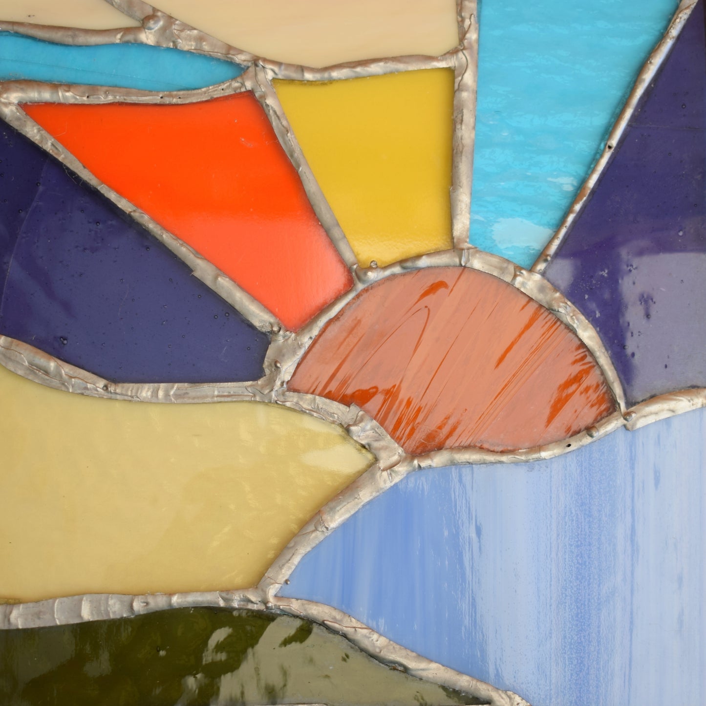 Vintage 1970s Stained Glass Sun Catcher Panel