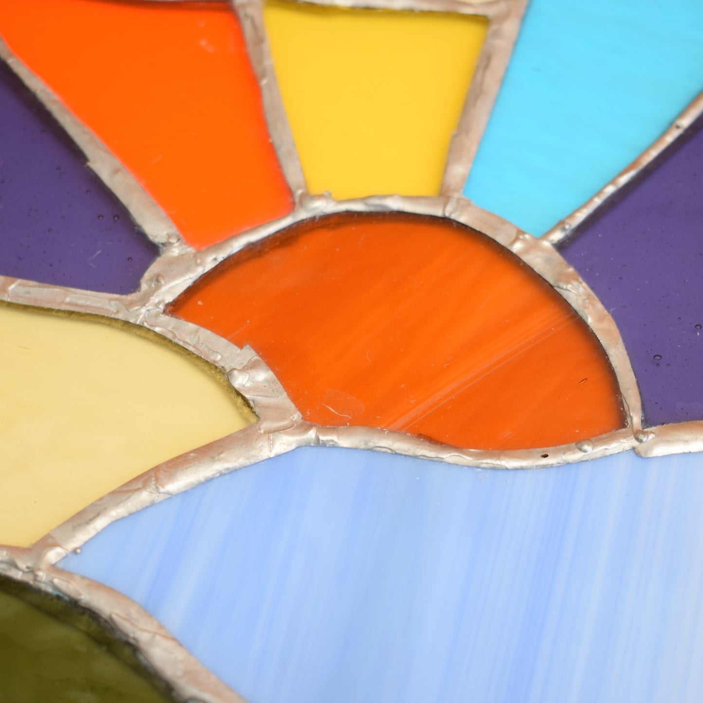 Vintage 1970s Stained Glass Sun Catcher Panel