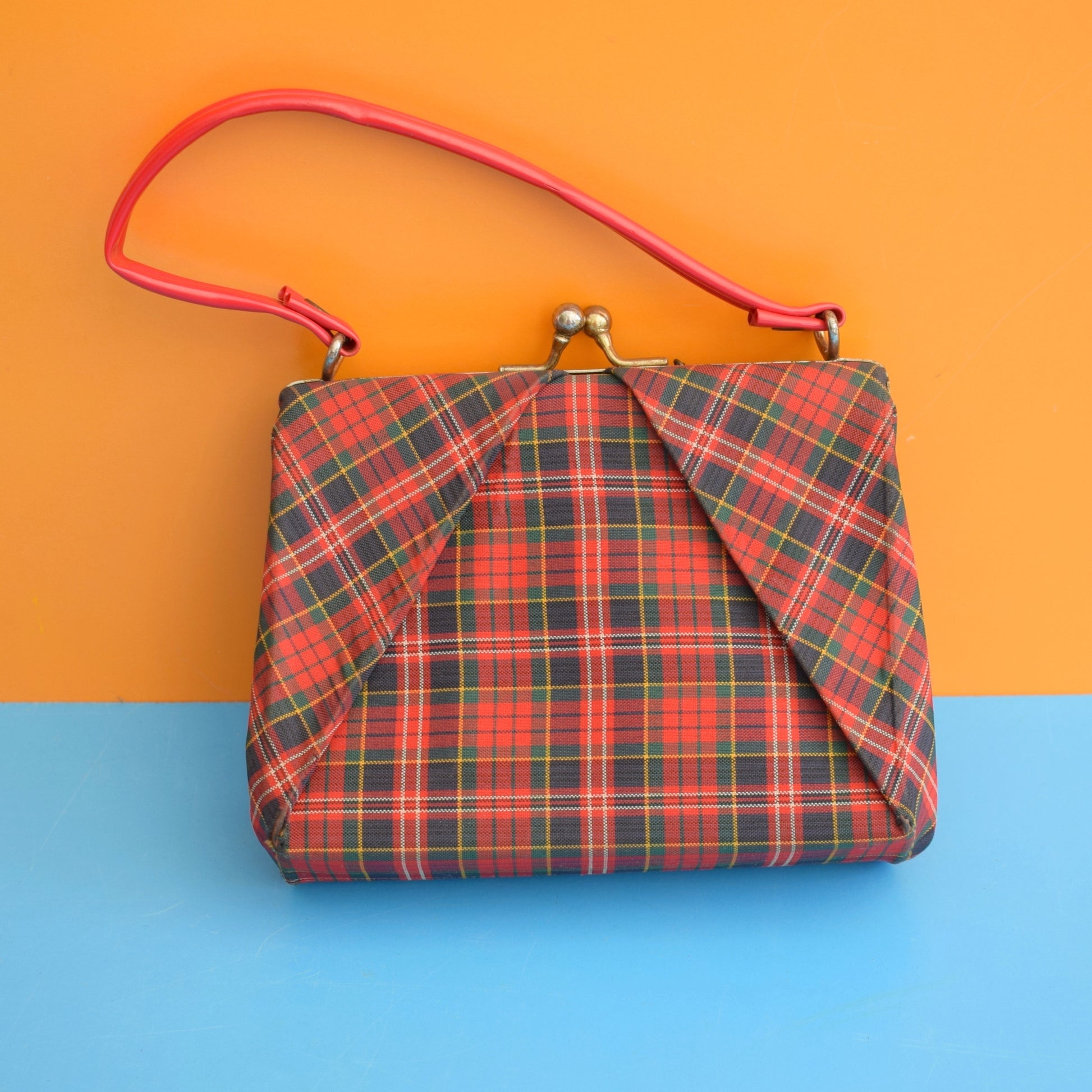 Vintage 1950s Mini Handbag- Kids - Tartan Scottie Dog Detail by Vintage