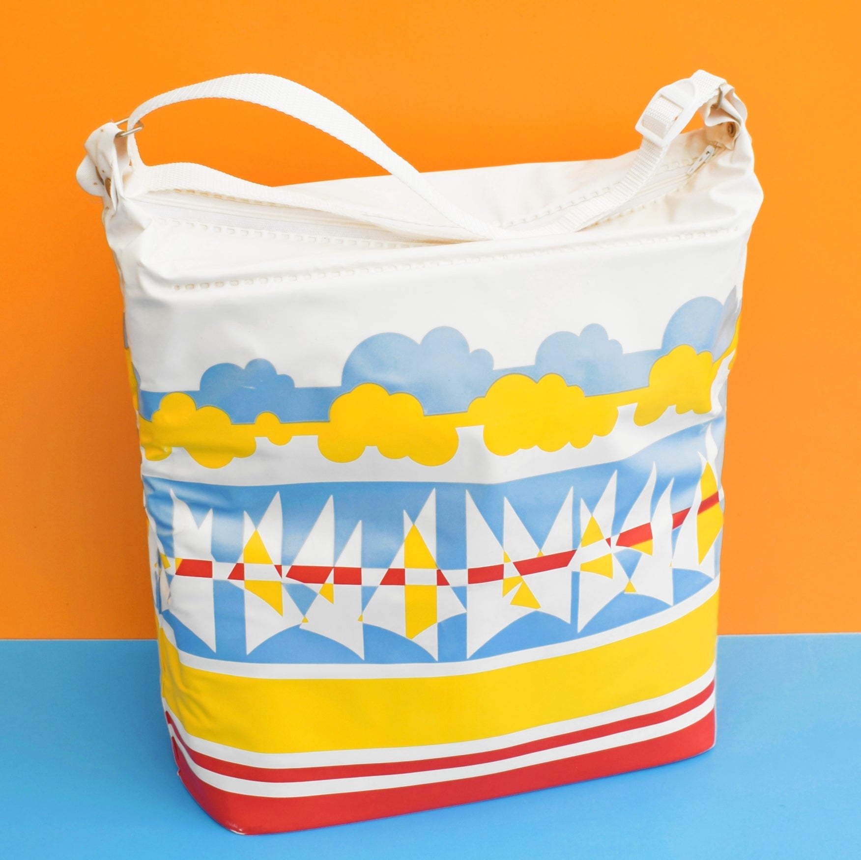 Vintage 1980s Padded Cool Bag - Graphic Boats by Pineapple Retro