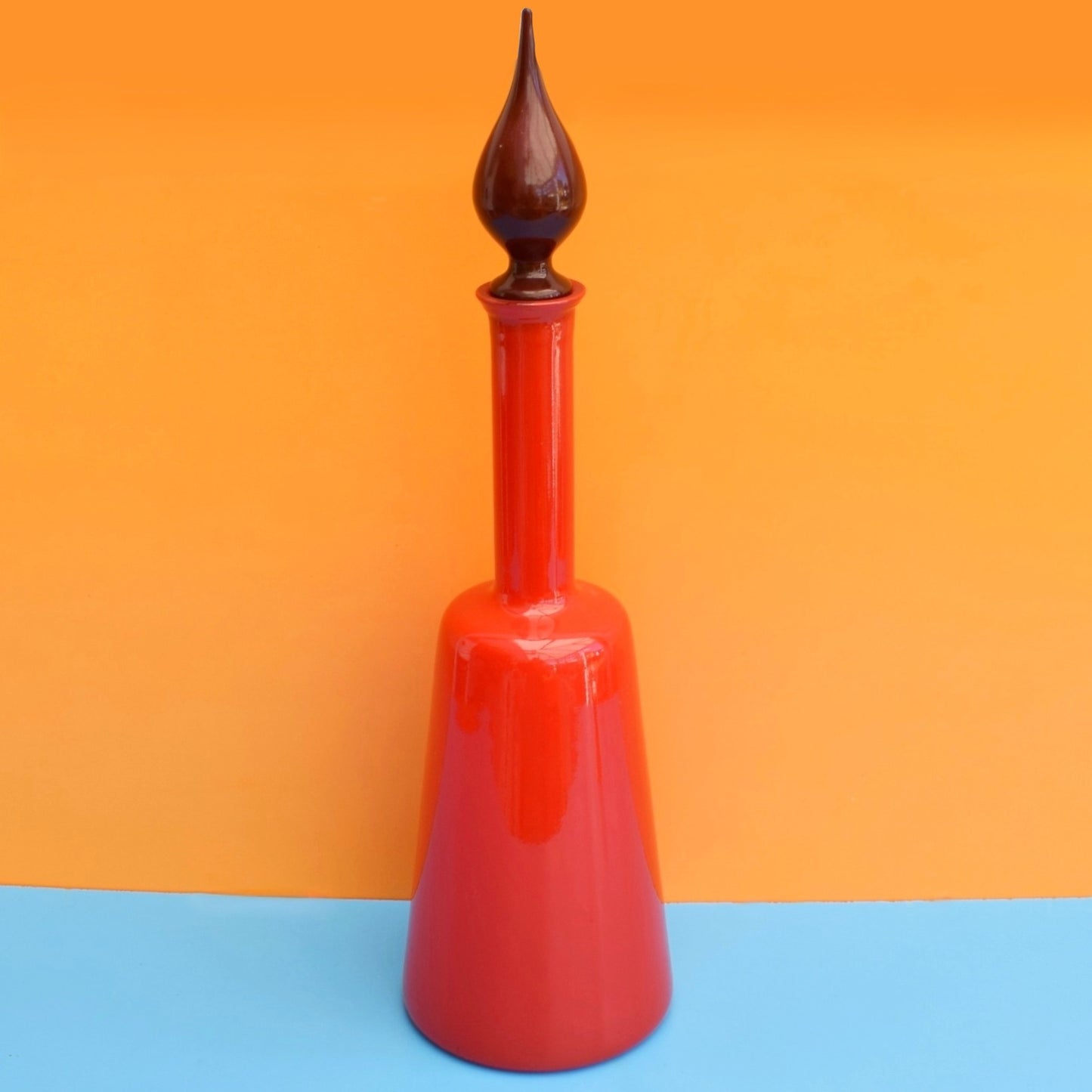 Vintage 1960s Tall Glass Genie Bottle - Red by Pineapple Retro