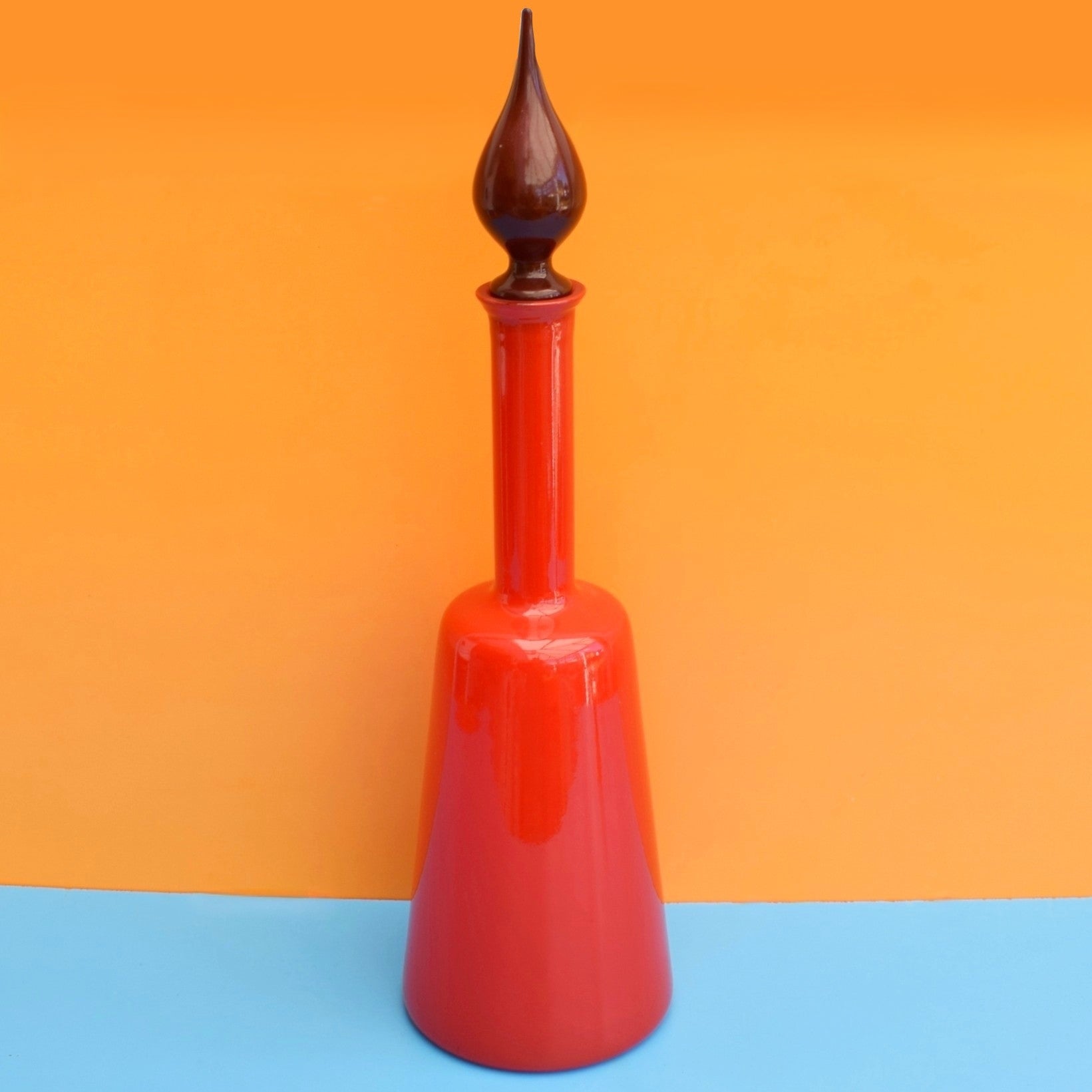 Vintage 1960s Tall Glass Genie Bottle - Red by Pineapple Retro