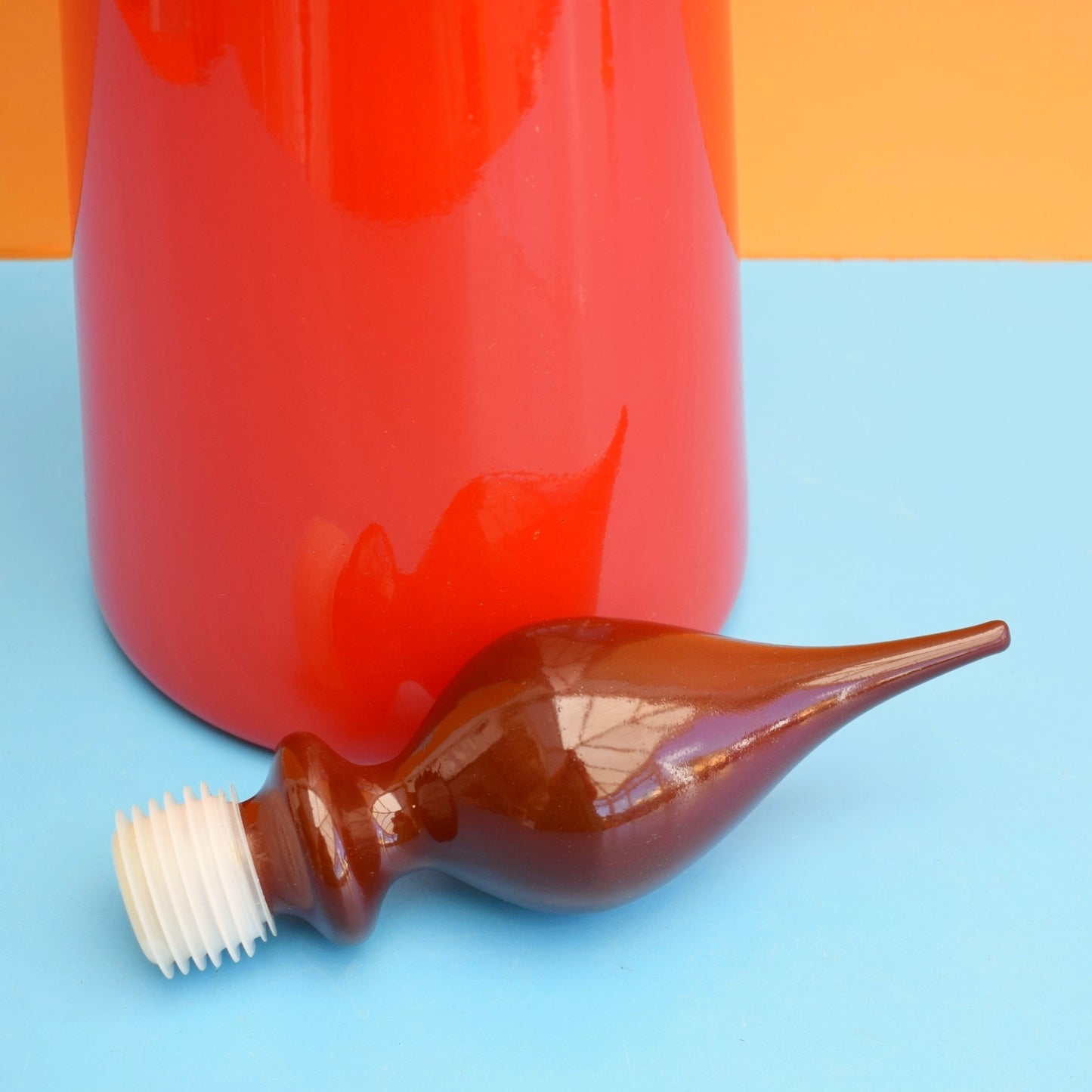 Vintage 1960s Tall Glass Genie Bottle - Red by Pineapple Retro