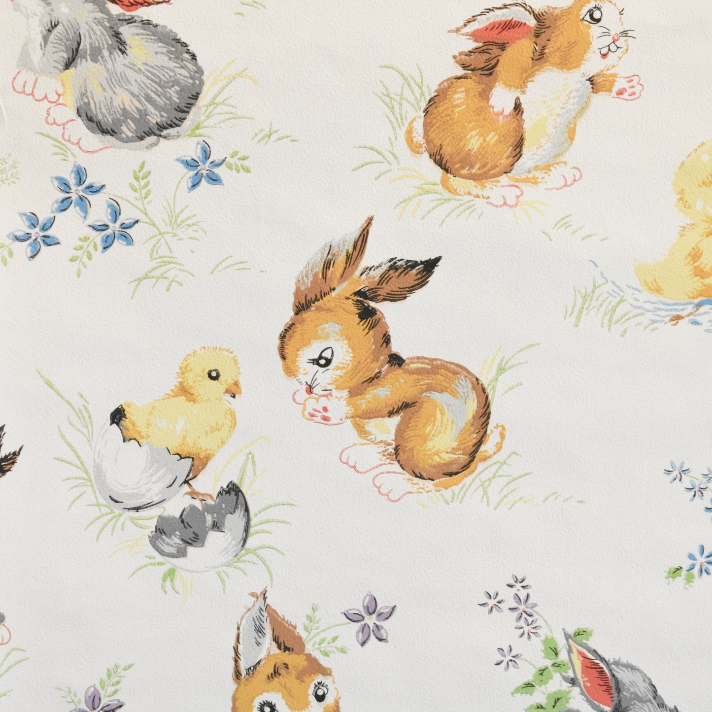 Vintage 1960s Wallpaper Roll - Kitsch Animal Bunny / Chick / Mouse Themed - Craft by Pineapple Retro
