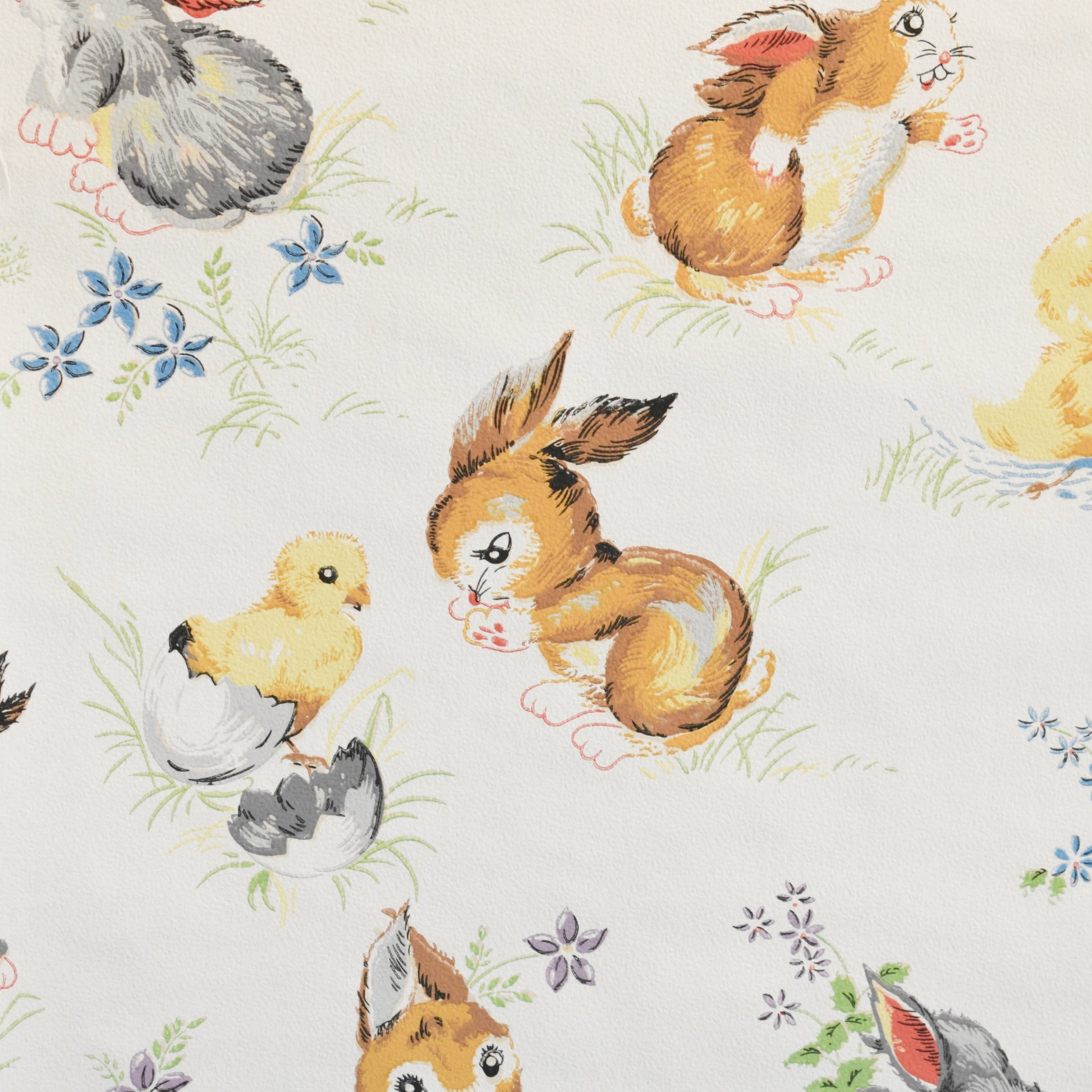 Vintage 1960s Wallpaper Roll - Kitsch Animal Bunny / Chick / Mouse Themed - Craft by Pineapple Retro