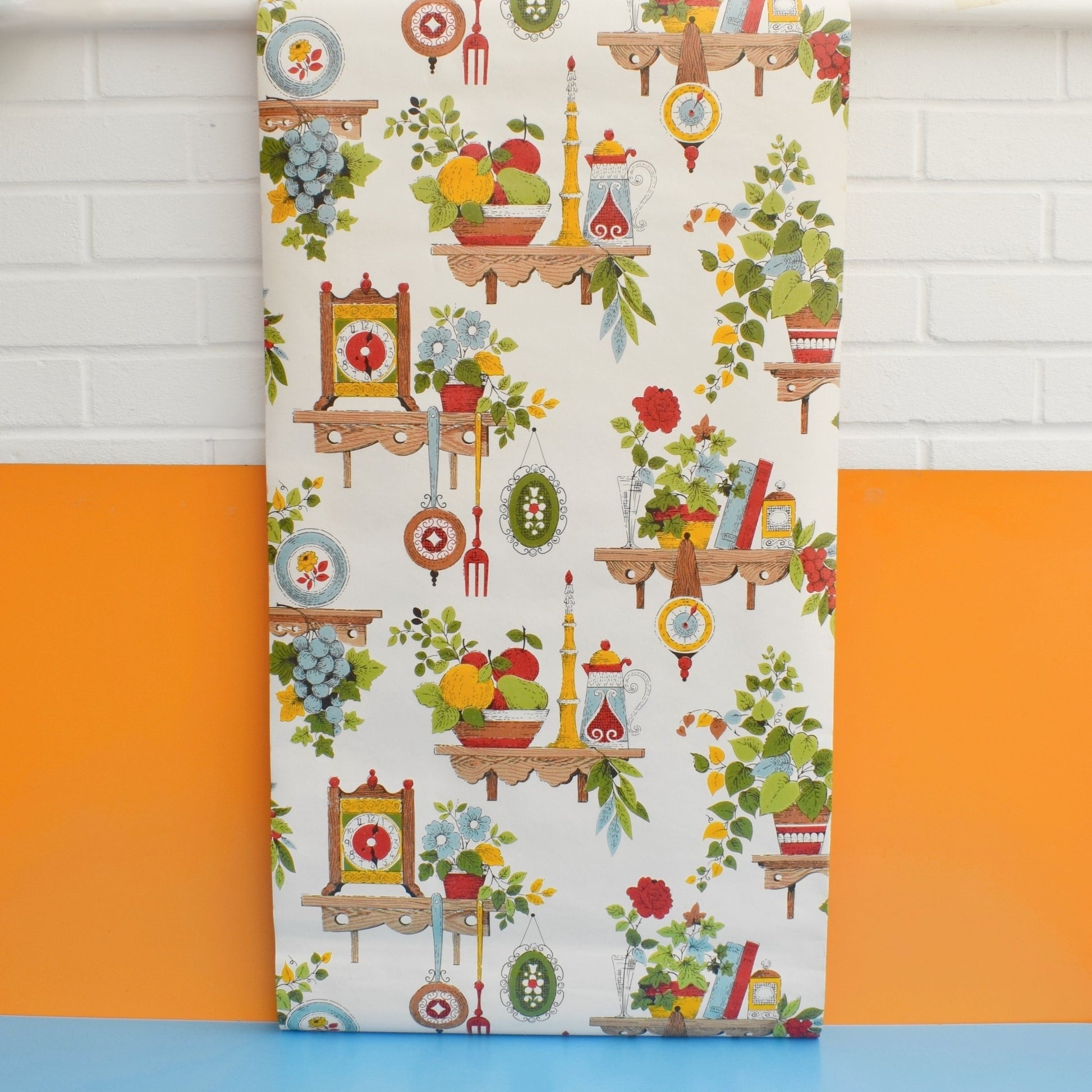 Vintage 1960s Wallpaper - Kitsch / Dining Themed - 2m Length by Pineapple Retro