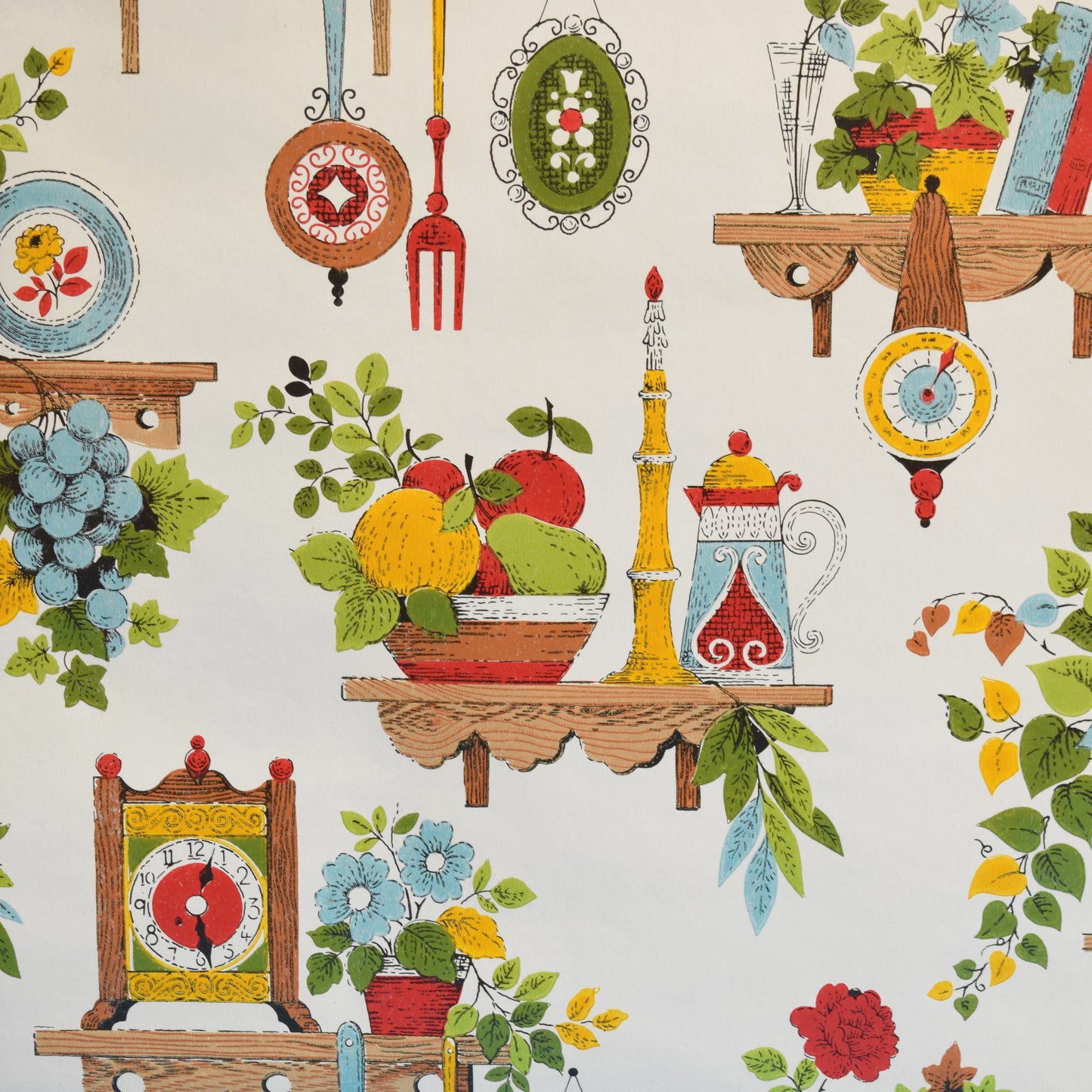 Vintage 1960s Wallpaper - Kitsch / Dining Themed - 2m Length by Pineapple Retro
