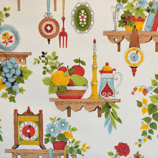 Vintage 1960s Wallpaper - Kitsch / Dining Themed - 2m Length by Pineapple Retro