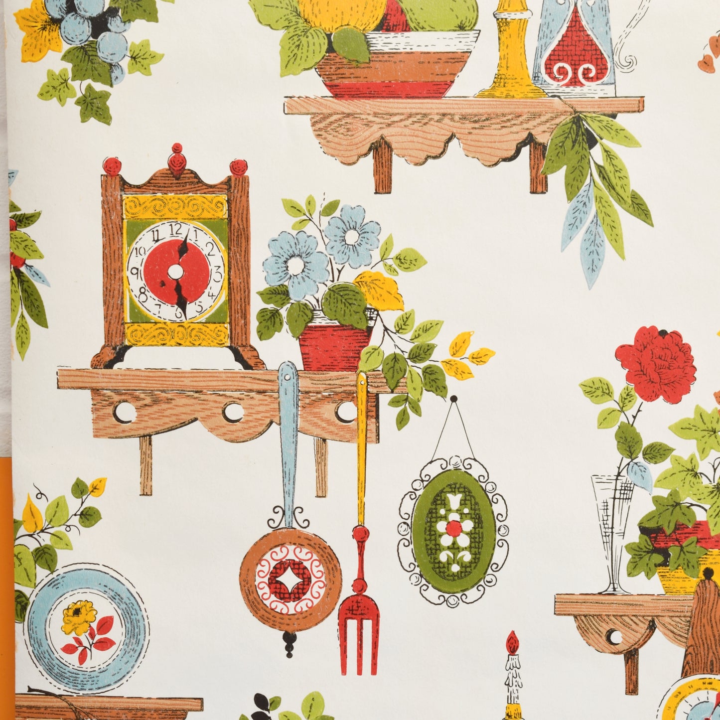 Vintage 1960s Wallpaper - Kitsch / Dining Themed - 2m Length by Pineapple Retro
