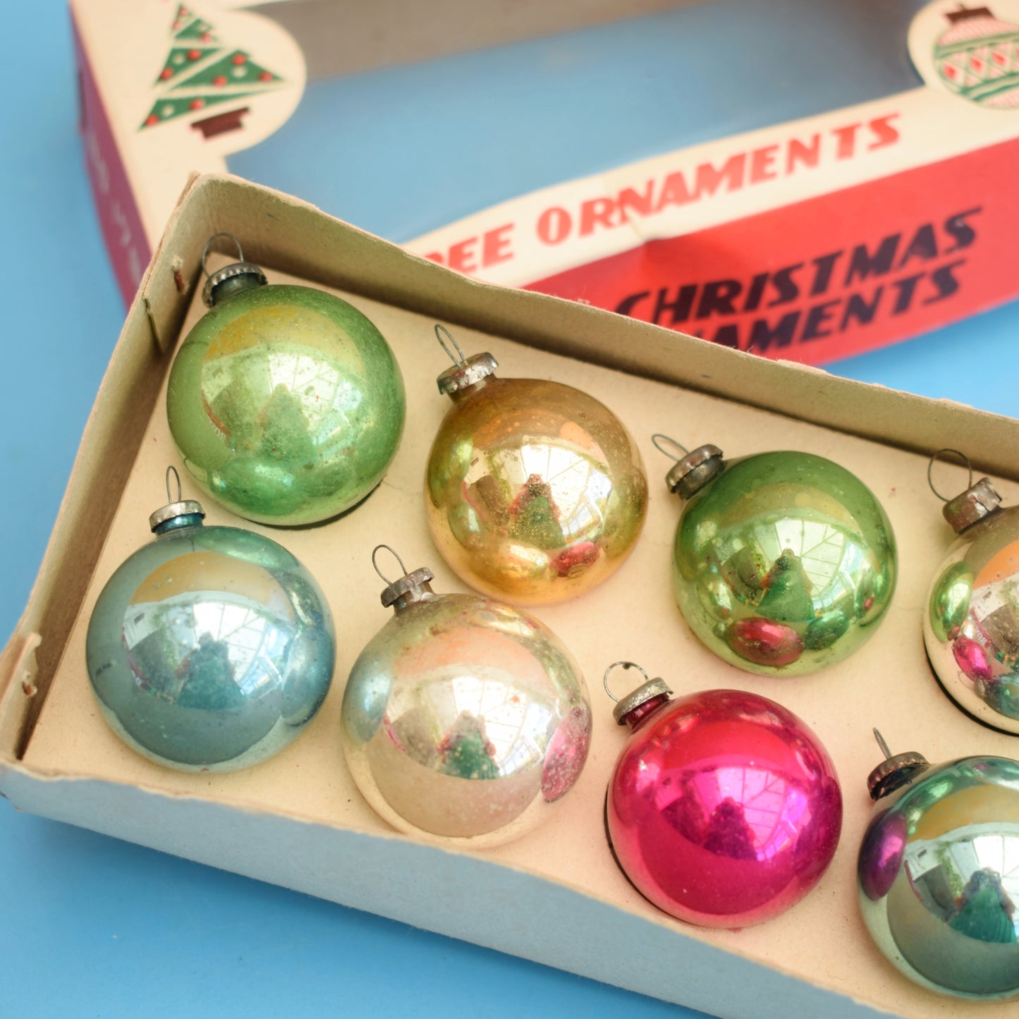 Vintage 1950s Glass Christmas Baubles- Mini / Small - Various Boxed
