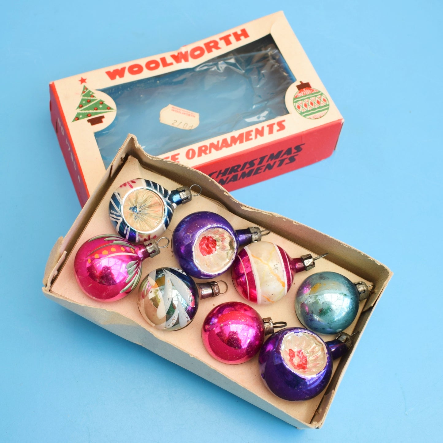 Vintage 1950s Glass Christmas Baubles- Mini / Small - Various Boxed