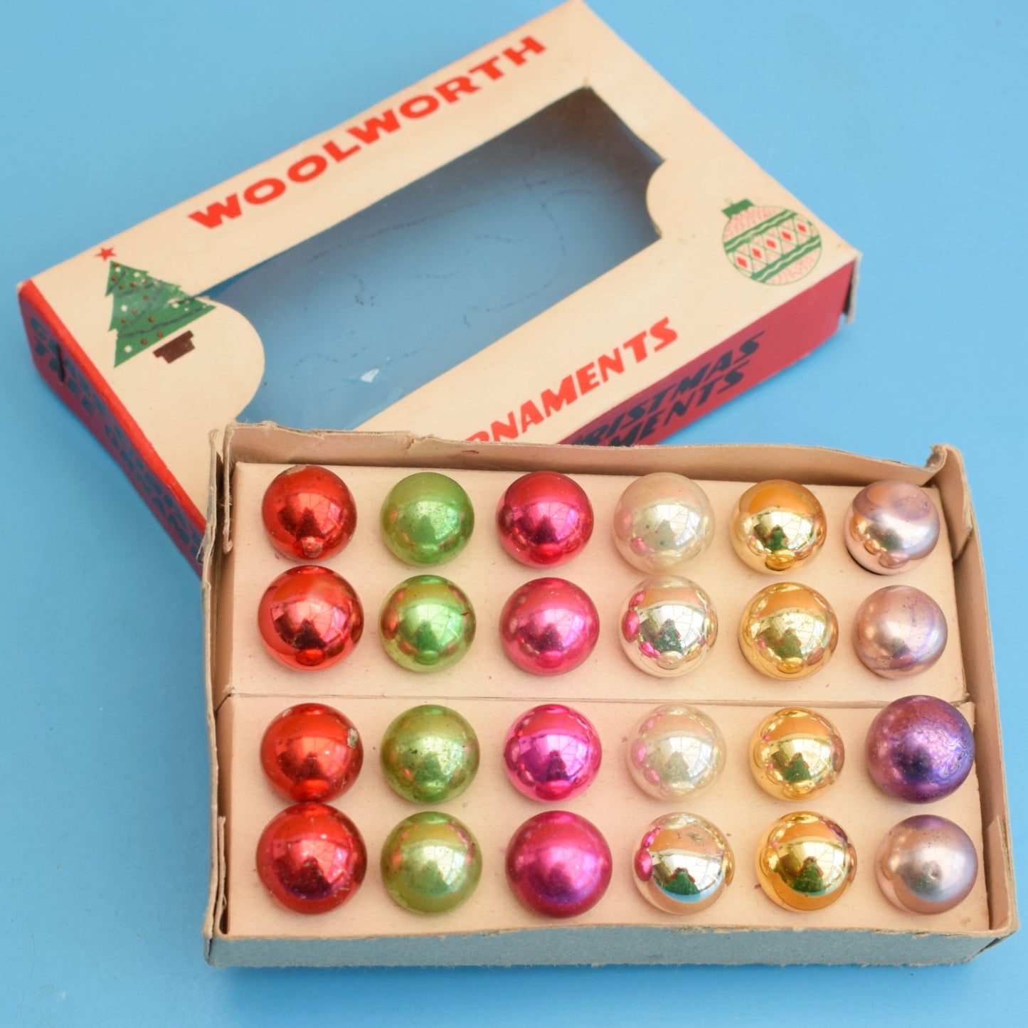 Vintage 1950s Glass Christmas Baubles- Mini / Small - Various Boxed