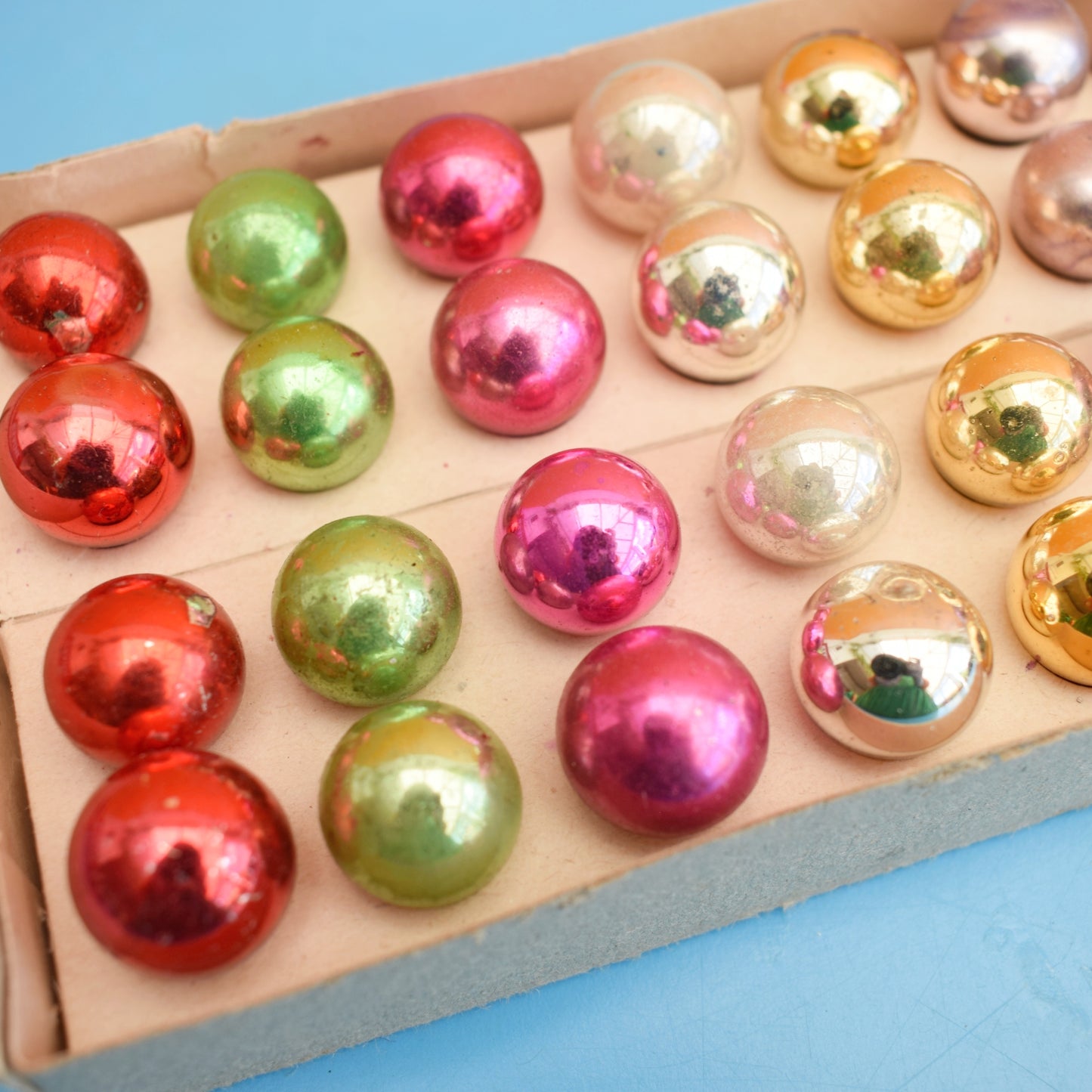 Vintage 1950s Glass Christmas Baubles- Mini / Small - Various Boxed