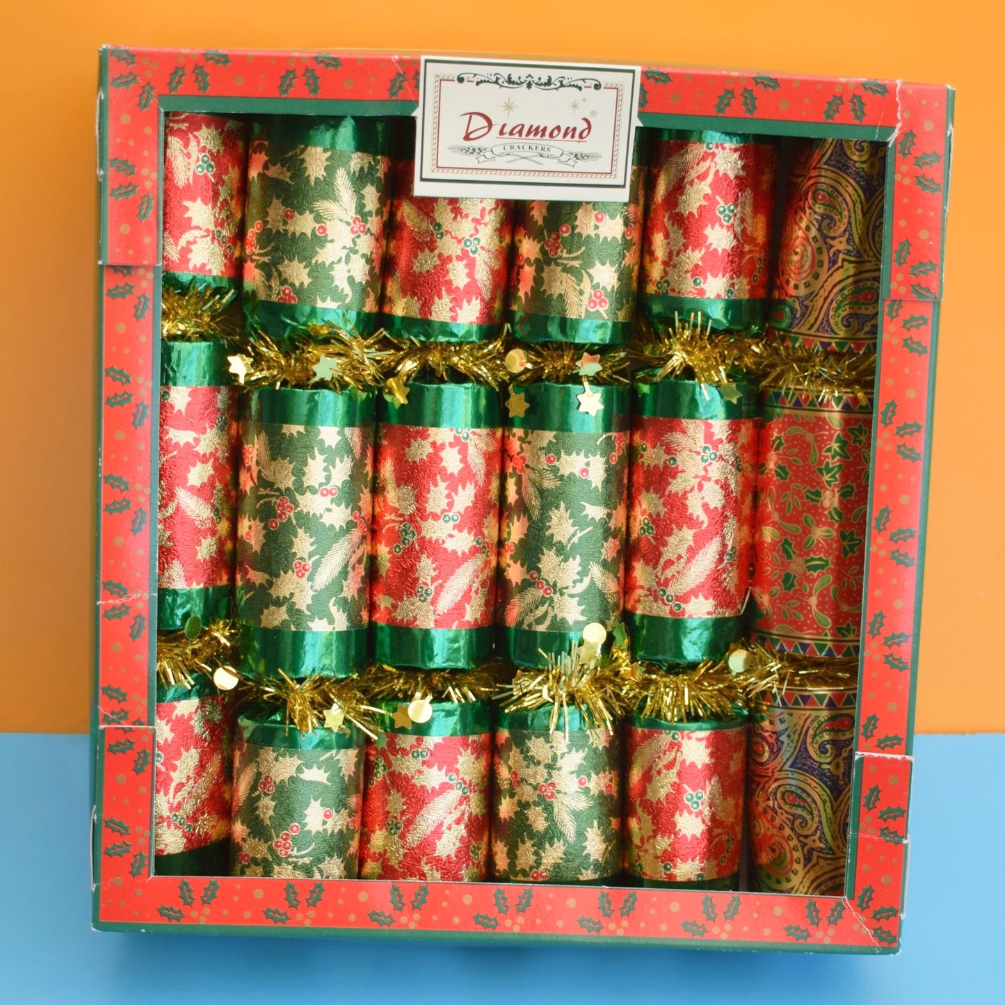 Vintage 1990s Christmas Crackers - Red & Green (Boxed) x6 by Pineapple Retro