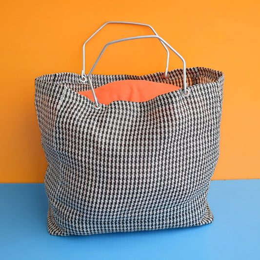 Vintage 1960s Woven Shopping Bag - Monochrome by Pineapple Retro