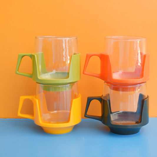 Vintage 1960s Drink-Up Glass cups x4 by Vintage