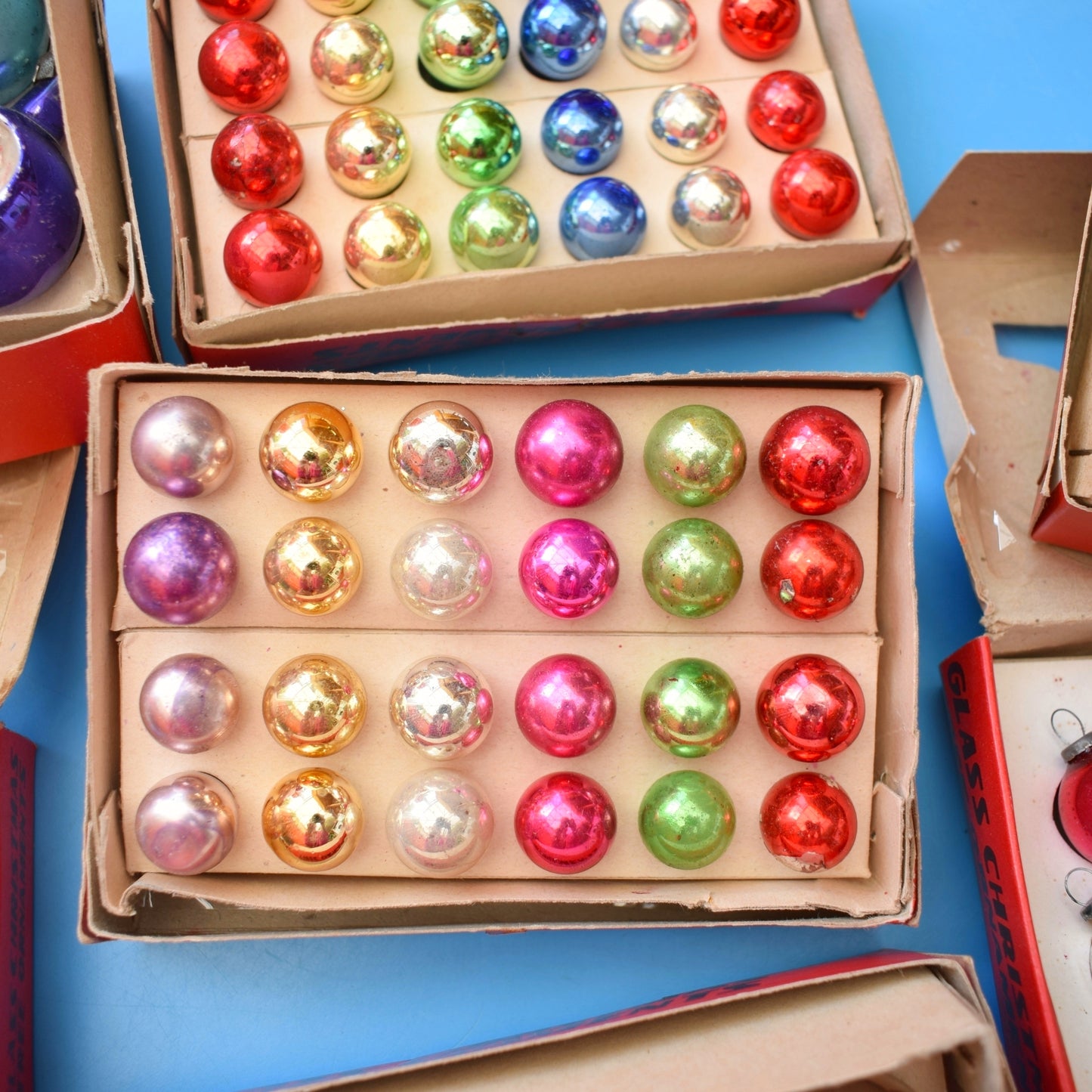 Vintage 1950s Glass Christmas Baubles- Mini / Small - Various Boxed