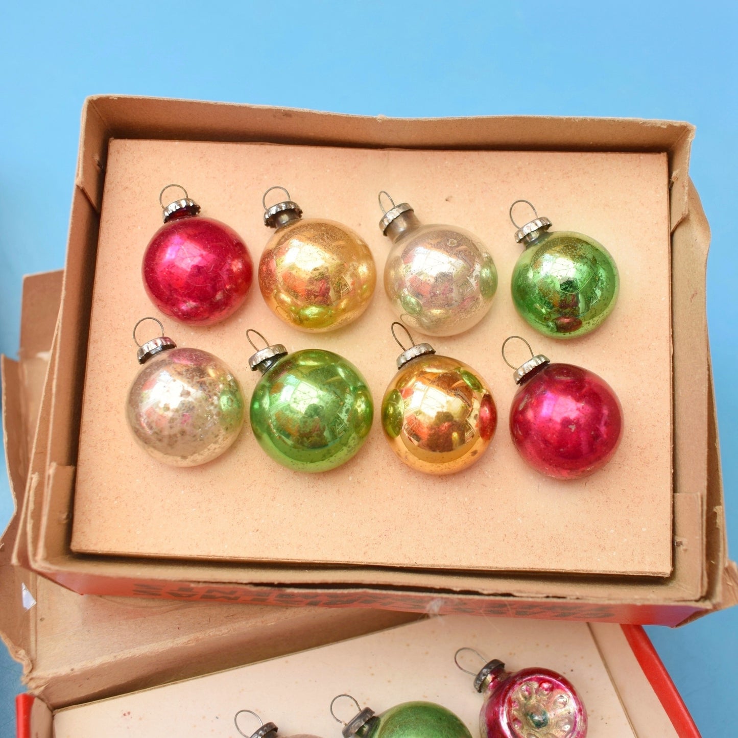 Vintage 1950s Glass Christmas Baubles- Mini / Small - Various Boxed