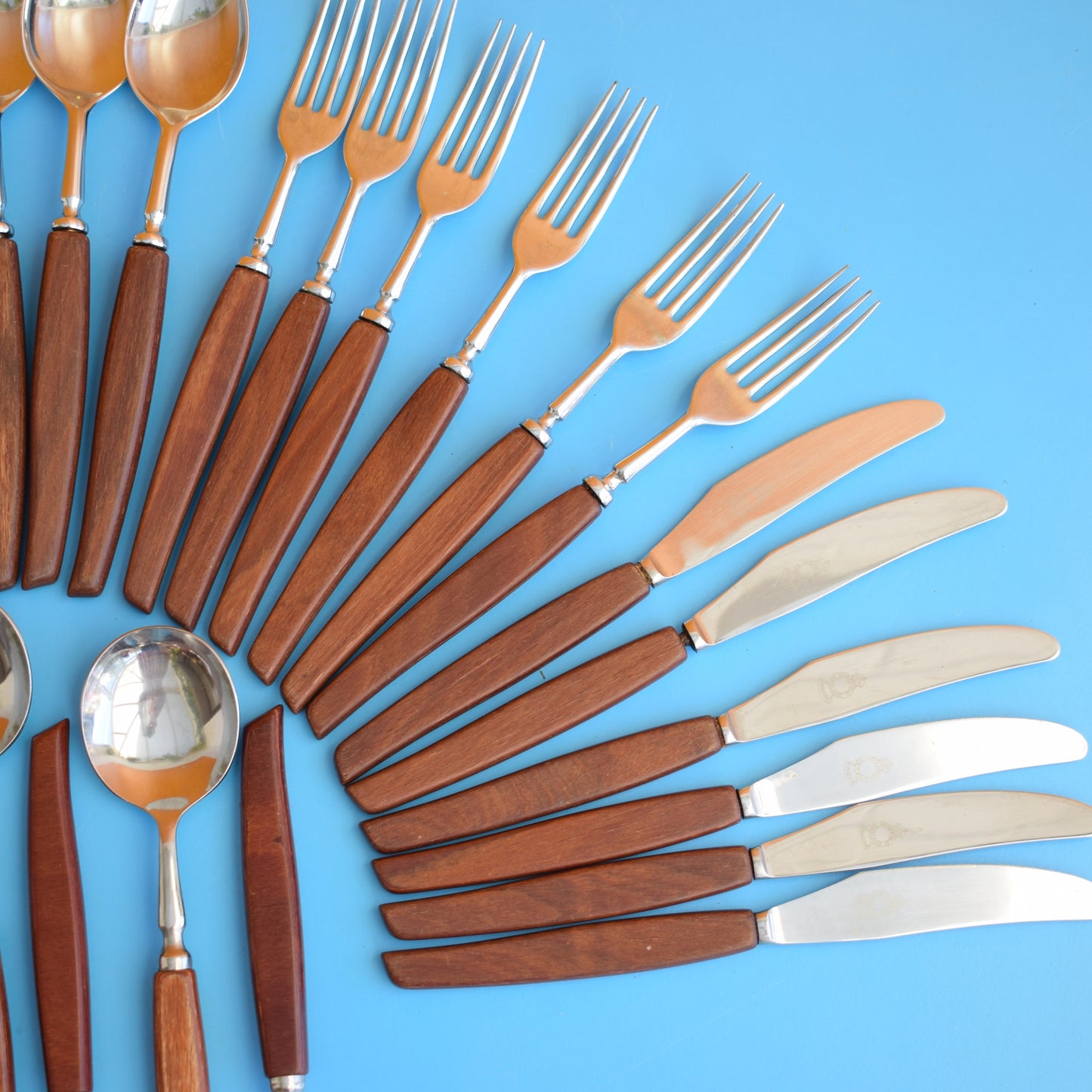 Vintage 1960s Teak Glosswood Cutlery Set .