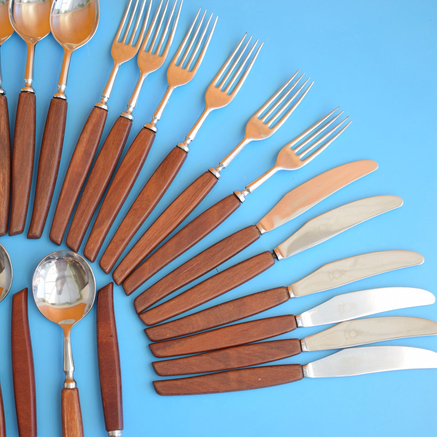 Vintage 1960s Teak Glosswood Cutlery Set .