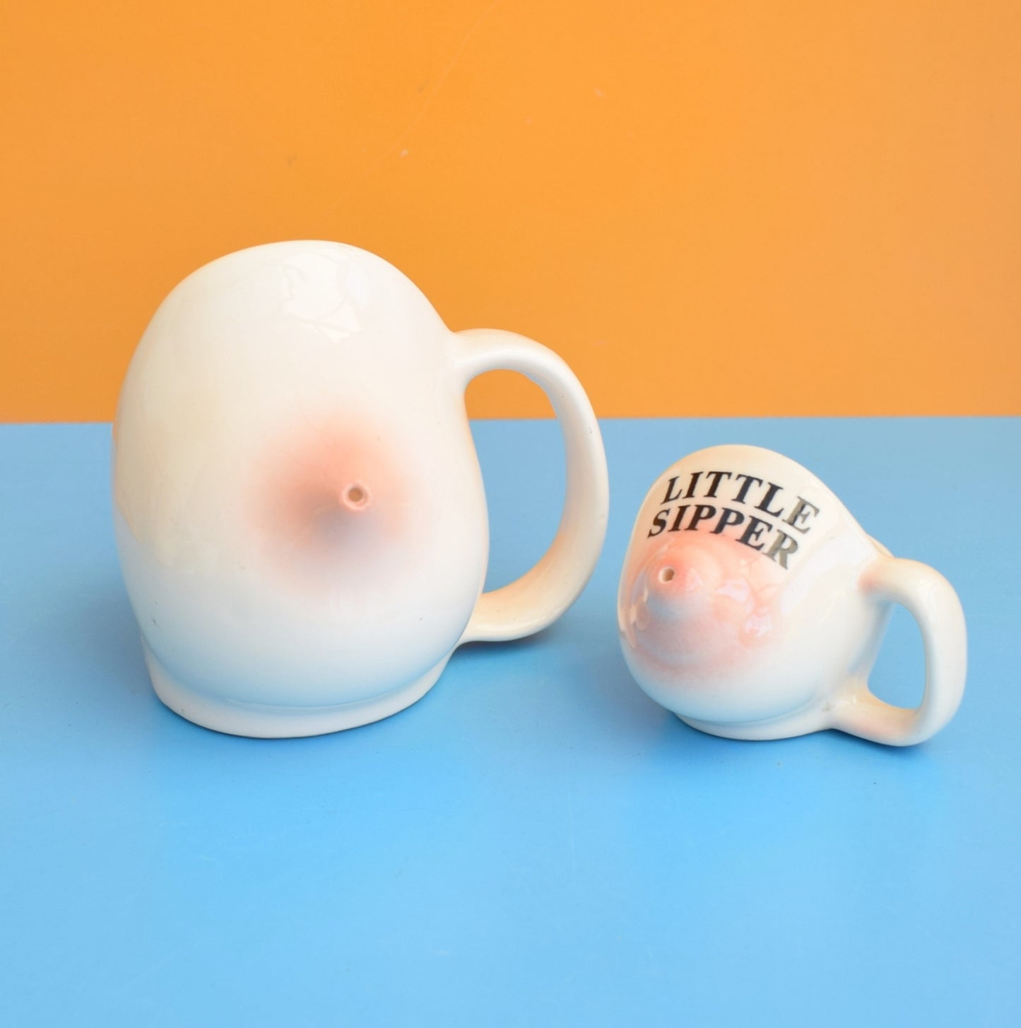 Vintage 1970s Mugs - Bums & Boobs - Cheeky by Pineapple Retro