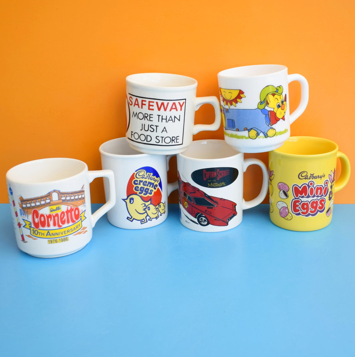 Vintage 1980s Mugs - Advertising / Kitsch / Kids - Mixed by Pineapple Retro
