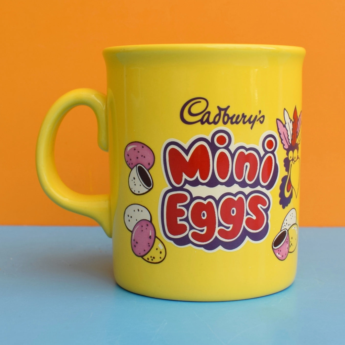 Vintage 1980s Mugs - M&Ms Chocolate / Mini Eggs - Yellow