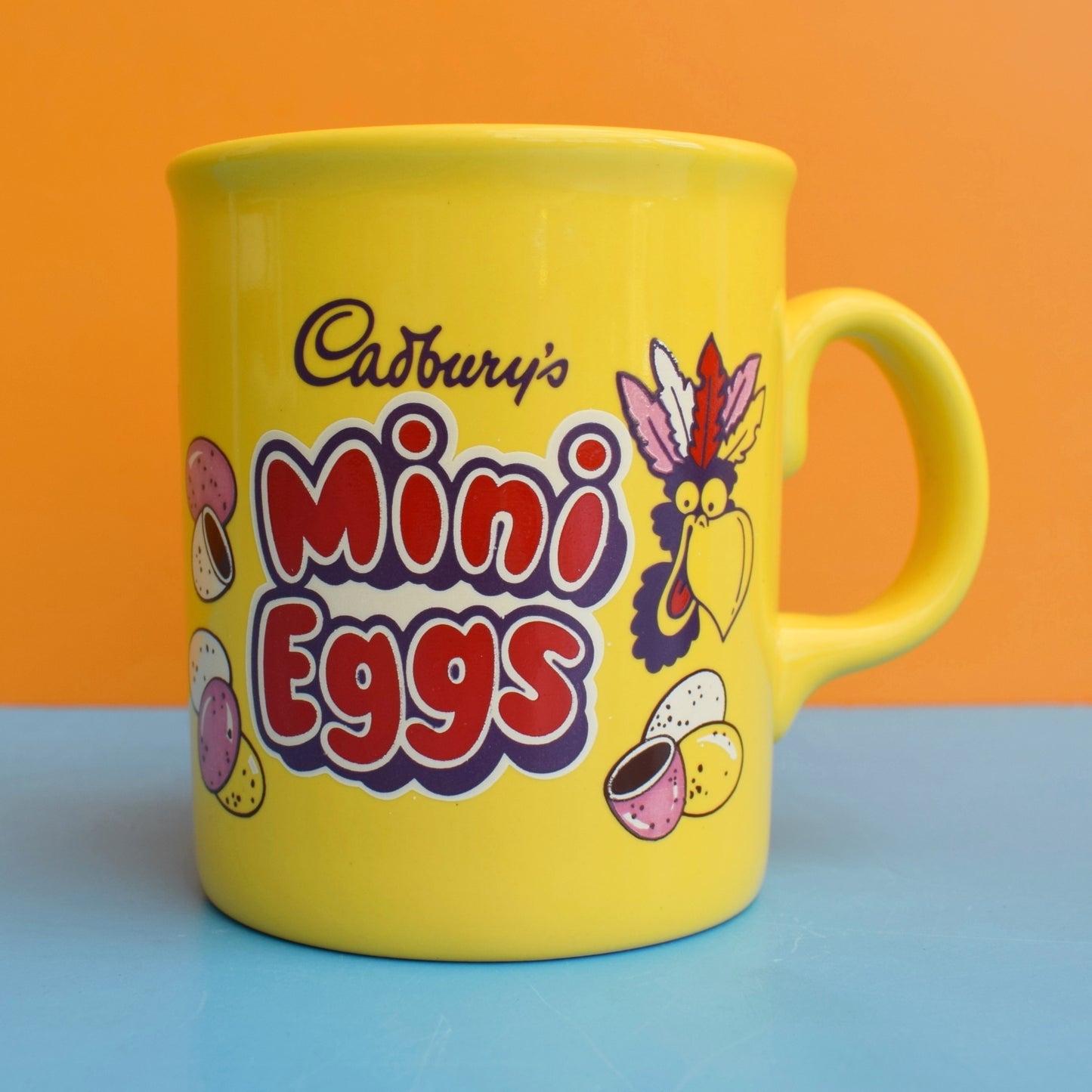 Vintage 1980s Mugs - M&Ms Chocolate / Mini Eggs - Yellow