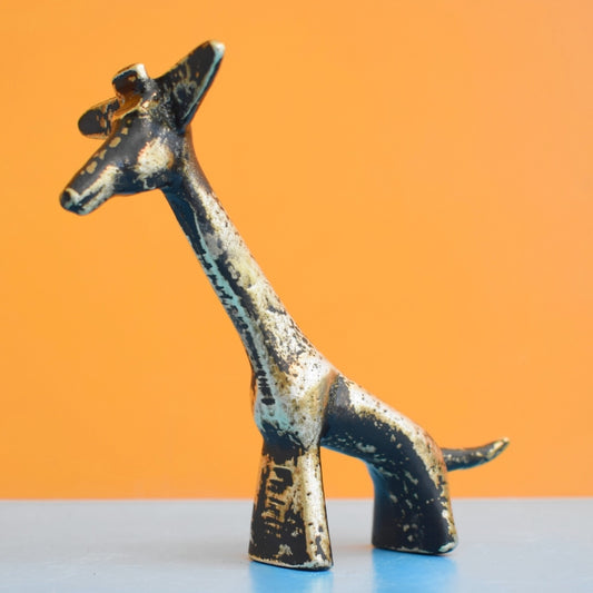 Vintage 1960s Walter Bosse Brass/ Black Giraffe Figure by Pineapple Retro